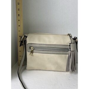 Jen & Co. Crossbody Bag Vegan Leather Bag Suede‎ Grey Taupe